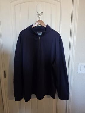 PGA TOUR Mens XXL Quarter Zip Pullover Navy Blue Golf Performance Long Sleeve